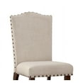 thumbnail image 6 of Classic Upholstered Cushion Chairs Set of 2, Counter Height Dining Chair with High Backrest, Wooden Legs and Footrest, Fabric Chair with Nailheads, Cream, 6 of 8