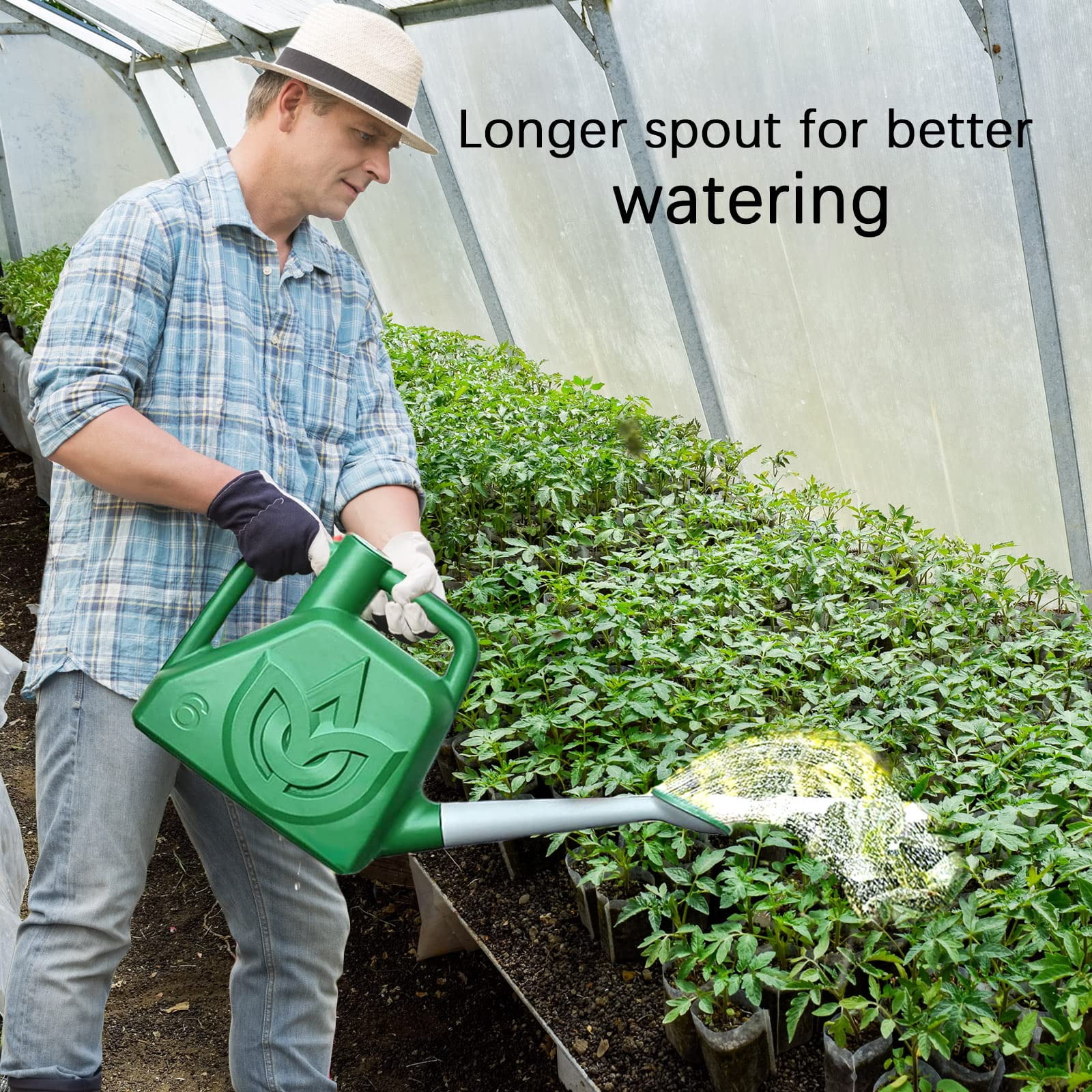 1.5 Gallon Green Watering Can Outdoor Garden Flower Plant, Lightweight 6 L Water Cans with Detachable Nozzle Watering Pot for Office House Garden