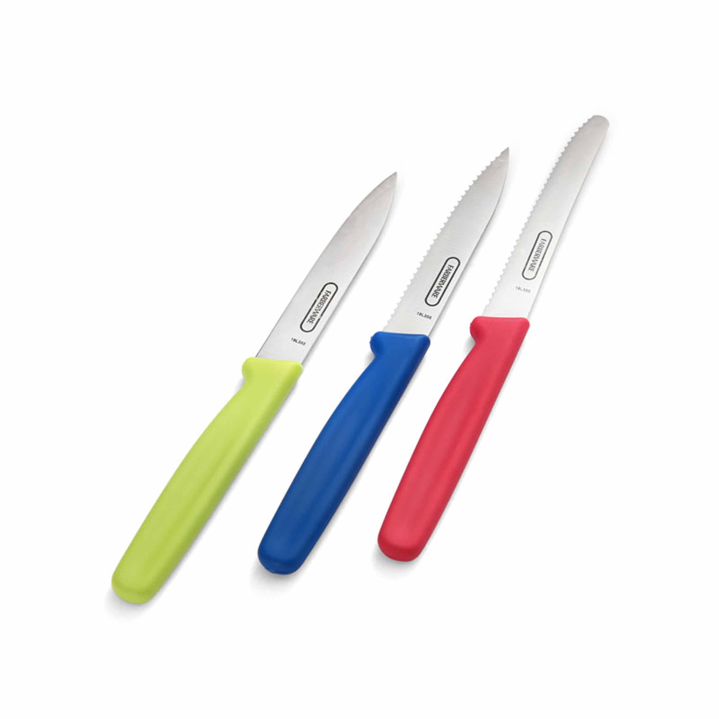 Farberware Set of 3 Paring Knives With Plastic Handles