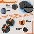 thumbnail image 2 of ARVAKOR 66Lbs Adjustable Dumbbell Set – Octagonal Anti-Roll Design, Non-Slip Grip, Versatile Weights with Barbell, Kettlebell, Push-Up Options, Orange, 2 of 9