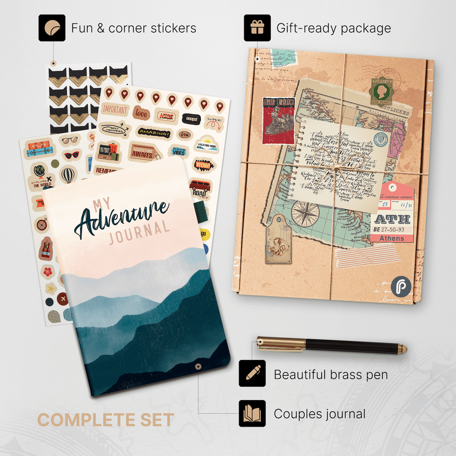 3-in-1 Travel Journal for Women - My Adventure Book, Travelers Notebook, Scrapbook & Bucket List Gifts for People Who Travel A Lot With Prompts - Cruise & Camping Essentials Planner Accessories Diary