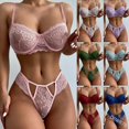 thumbnail image 1 of Ropa interior sexy de dos piezas con hebilla frontal de encaje y estilo europeo y estadounidense, 1 of 6