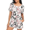 thumbnail image 5 of joogoo Women's Pajama Set Cat on Cherry Branch Short Sleepwear Loungewear with Pockets M, 5 of 7