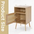 thumbnail image 3 of Costway 1 PC Rattan Nightstand Boho Accent Bedside Table with 2 Storage Drawers Modern Natural, 3 of 9