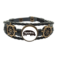 thumbnail image 1 of y negro animal hipopotamo Pulsera marina tejida en cuero, 1 of 4