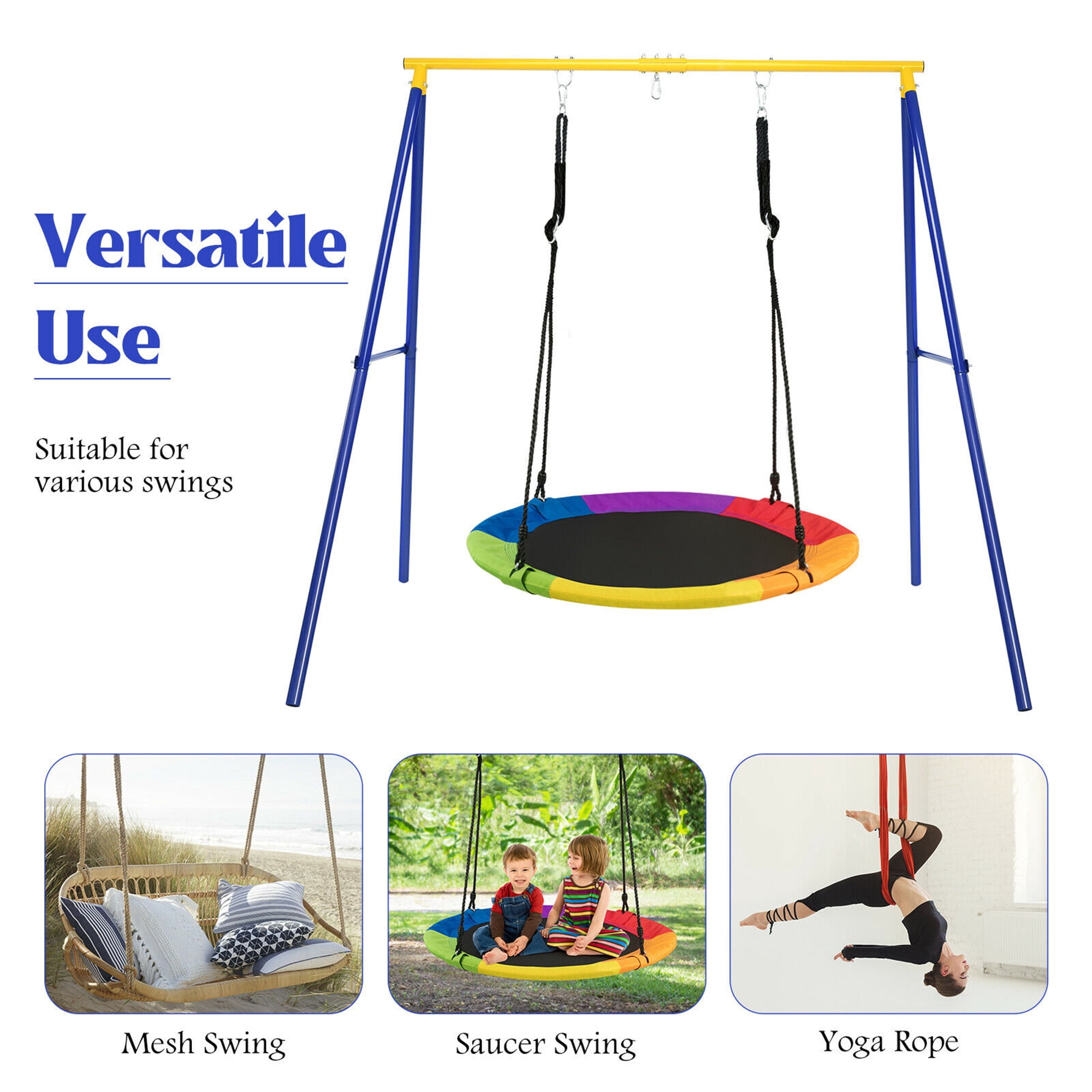 Gymax Extra Large Heavy Duty A-Frame Steel Swing Stand All-Steel Metal Swing Frame