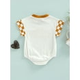 thumbnail image 4 of Bagilaanoe 0-18M Casual Infant Girl Boy Playsuit BUBS Letter Print Plaid Tops Short Sleeve Patch Round Neck Summer Newborn Romper, 4 of 9
