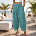 thumbnail image 2 of Linen Clothes for Women Parachute Pants Womens Spring Pants Boho Pants Lightweight Pants for Summer Women Women Wide Leg Linen Pants Cotton Linen Palazzo Pants Trousers with Pockets, 2 of 6