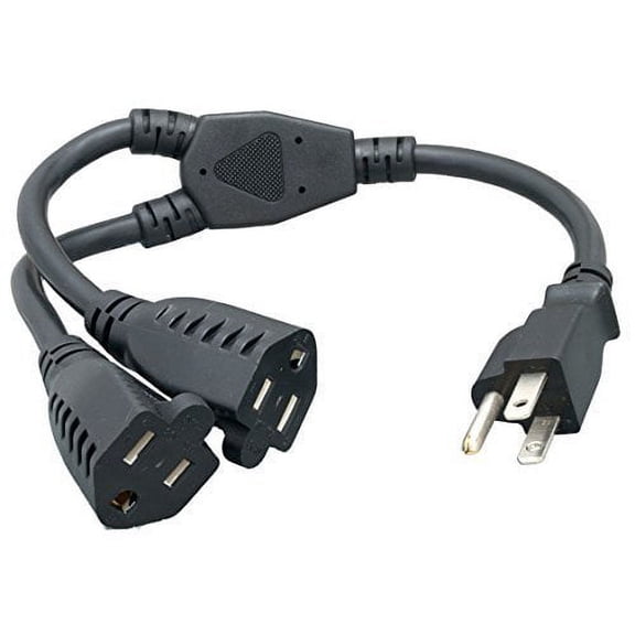 Cable Leader Cable Leader Power Cord Splitter Cable For 2 Nema 5-15R To 1 Nema 5-15P (14 Inches / 16 Awg) Power_Cord