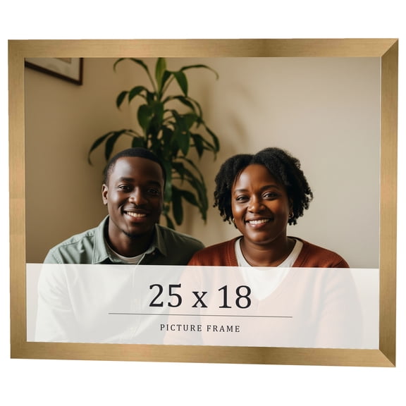 25x18 Frame Gold Bronze Solid Wood Picture Frame Width 0.75 Inches | Interior Frame Depth 0.5