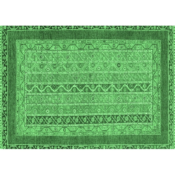 Ahgly Company Indoor Rectangle Abstract Emerald Green Modern Area Rugs, 7' x 10'