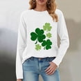 thumbnail image 2 of UngA St Patricks Day Shirt Women Lucky Shamrock Long Sleeve Tshirt Saint Patricks Day Green Clover Tee Top,Size S, 2 of 8