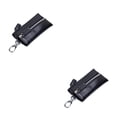 thumbnail image 1 of Qarigey Cartera de cuero Llaves Monedero Viaje Playa Llavero Lápiz labial Tarjeta de crédito Paquete con cremallera Regalos para mujeres Negro 2piezas, 1 of 6