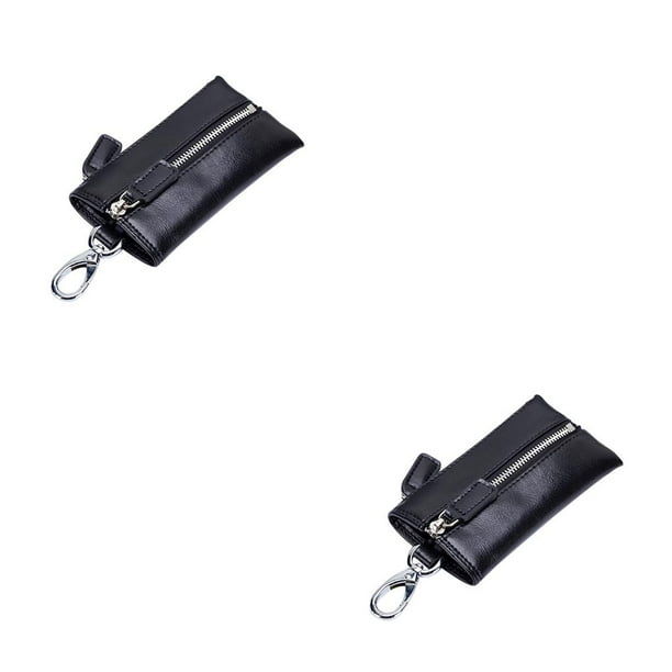 Cartera de cuero Minnieouse con monedero de almacenamiento de llaves y tarjetero con cremallera Negro 2piezas