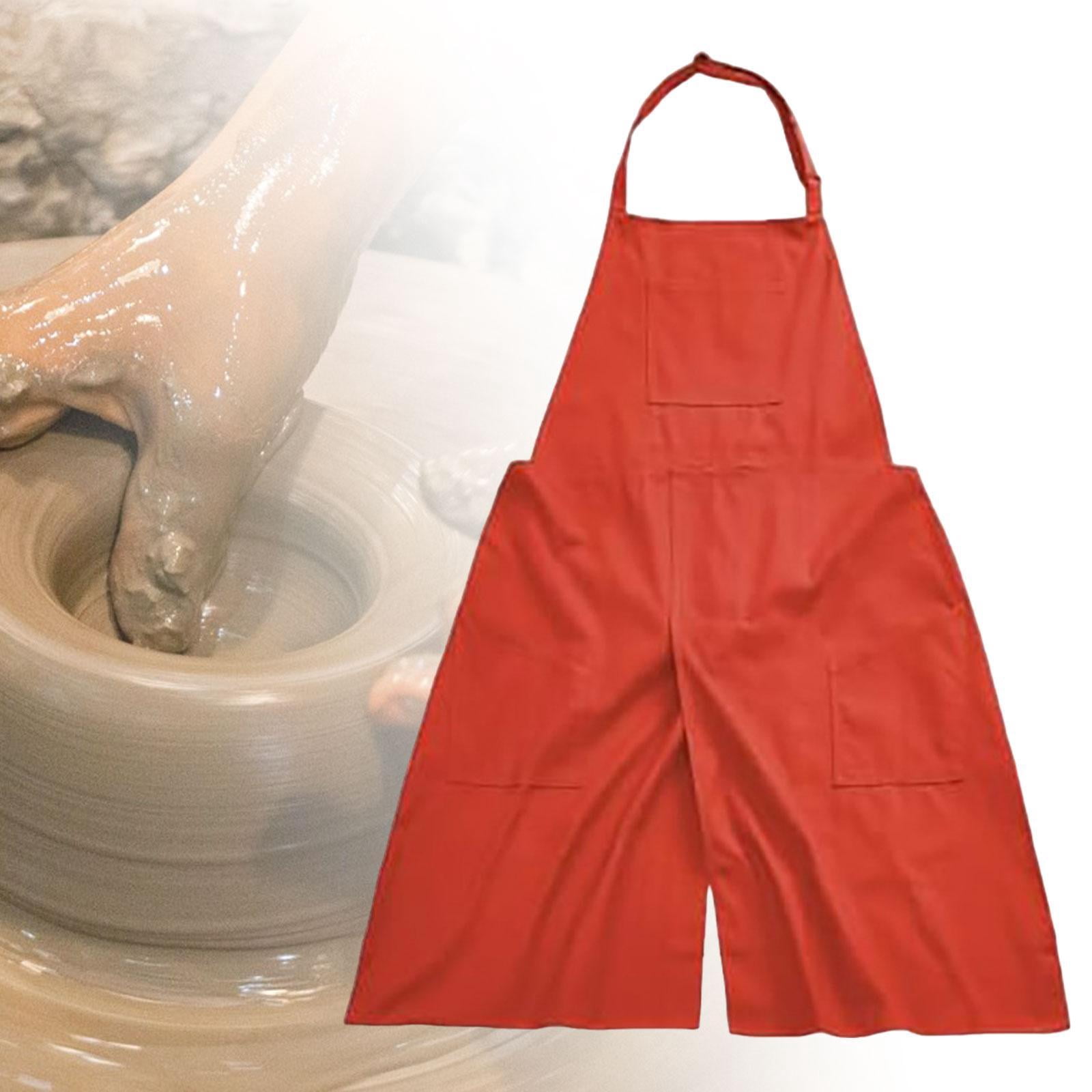 Fiocias Pottery Apron Split Leg Apron,Sturdy Multipurpose for Women Simple Ceramics Clay Orange