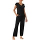 thumbnail image 2 of Conjunto de pijama casual de modal de manga corta para mujer, 2 piezas, ropa de estar en casa, pantalones largos, sudadera XL negra, 2 of 5