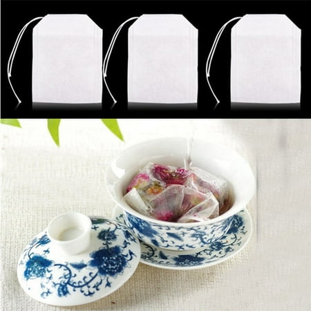 Jeobest 100pcs Empty tea bags Non-woven Teabags String Heat Seal Filter Paper Herb Loose Tea Bags Teabag For Home and Travel Necessities