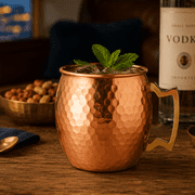 Modern Home Handmade 16oz Solid Copper Mule Mugs – Barrel Shaped Mug with Brass Handle & Smooth Texture – Perfect for Gifts or Party Favors (Set of 4)