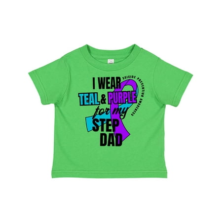 

Inktastic Suicide Prevention I Wear Teal and Purple for My Step Dad Gift Toddler Boy or Toddler Girl T-Shirt