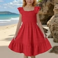 thumbnail image 2 of Cinvoph Robes pour Filles de 3 à 14 Ans, Robe Plissée à Manches à Volants en Dentelle, Robe d'Été Décontractée pour Enfants, 2 of 8