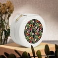 thumbnail image 6 of Fuzoiu Watercolor Tropical Flowers Print Portable Jewelry Box,Round Mini Leather Travel Jewelry Case,Small Travel Jewelry Organizer,Jewelry Holder for Ring Necklace Earring for Women Girls-White, 6 of 7