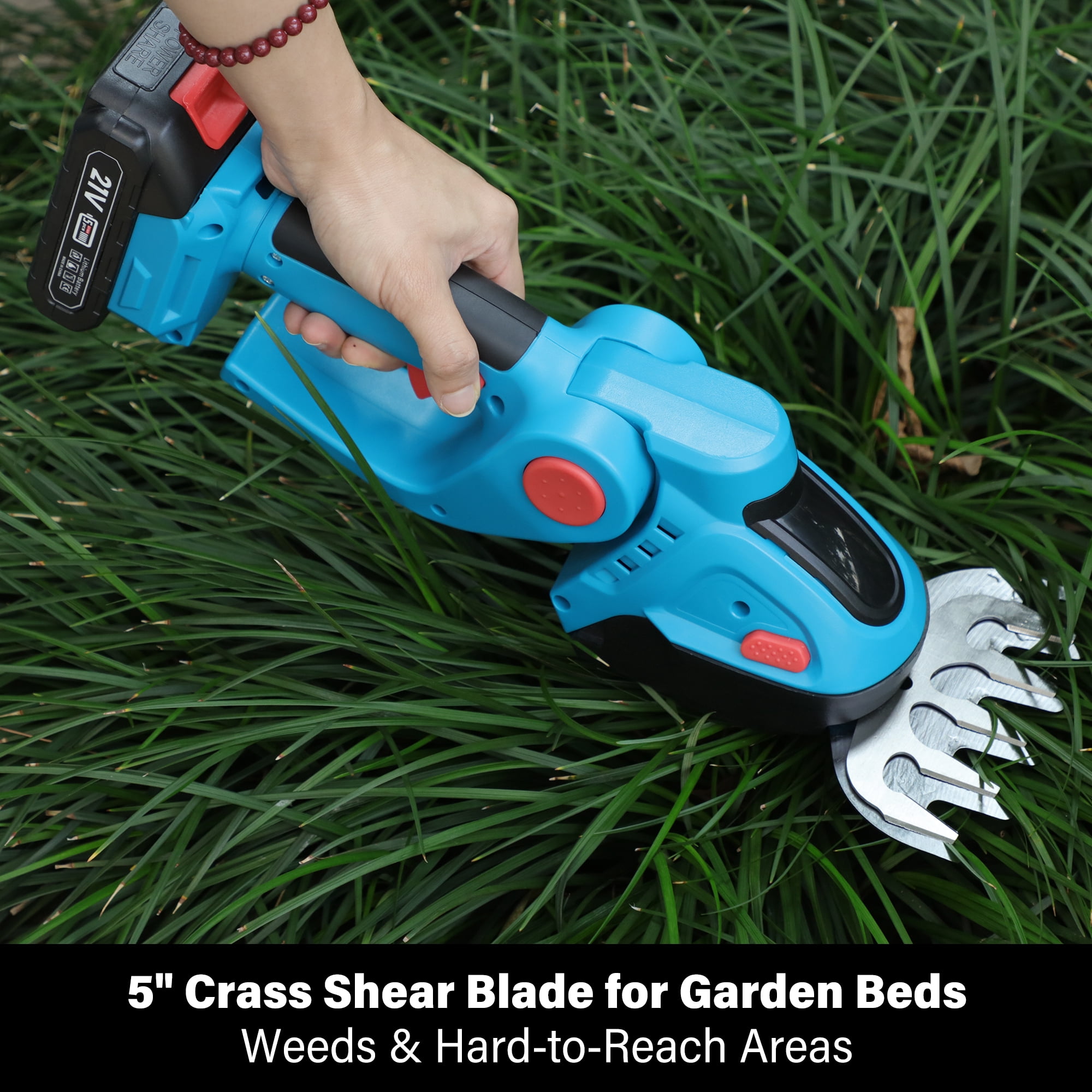 YouLoveIt Hedge Trimmer Cordless & Garden Shears Hedge Clippers Grass Cutter W/ Pruning Scissor 2 in 1 Handheld Hedge Trimmers Rechargeable