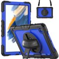 thumbnail image 2 of For Samsung Galaxy Tab A8 Case 10.5 inch, 360 Rotating Shockproof Cover with Stand, Screen Protector, Shoulder Strap (2022, SM-X200/X205/X207), Dark Blue PC, 2 of 7