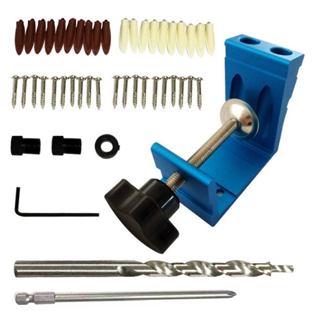 Ensemble de 47 Pcs Pocket Jig de Positionnement, Outil de Localisation de Poinçon en Aluminium Robuste Pocket Hole Jig pour le Travail du Bois