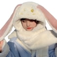 thumbnail image 1 of Sonducket Gorro con orejas de conejo, bufanda, complemento bonito y divertido para guardarropa de invierno, bufanda con orejas de conejo, Accesorios de disfraces Blanco, 1 of 6