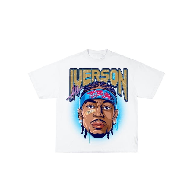 allen iverson inspired Vintage Graphic T-shirt Heavy Cotton Tee Basketball 90 s Styled Shirt Hiphop Vibes Y2K aesthetic Throwback Classic Big Face Celebrity Tee