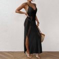thumbnail image 5 of Swimsuit Coverup for Women Sleeveless V Neck Slim Fit Side Slit Crochet Knit Maxi Dress Beach Cover Up Bathing Suit Dress, 5 of 6