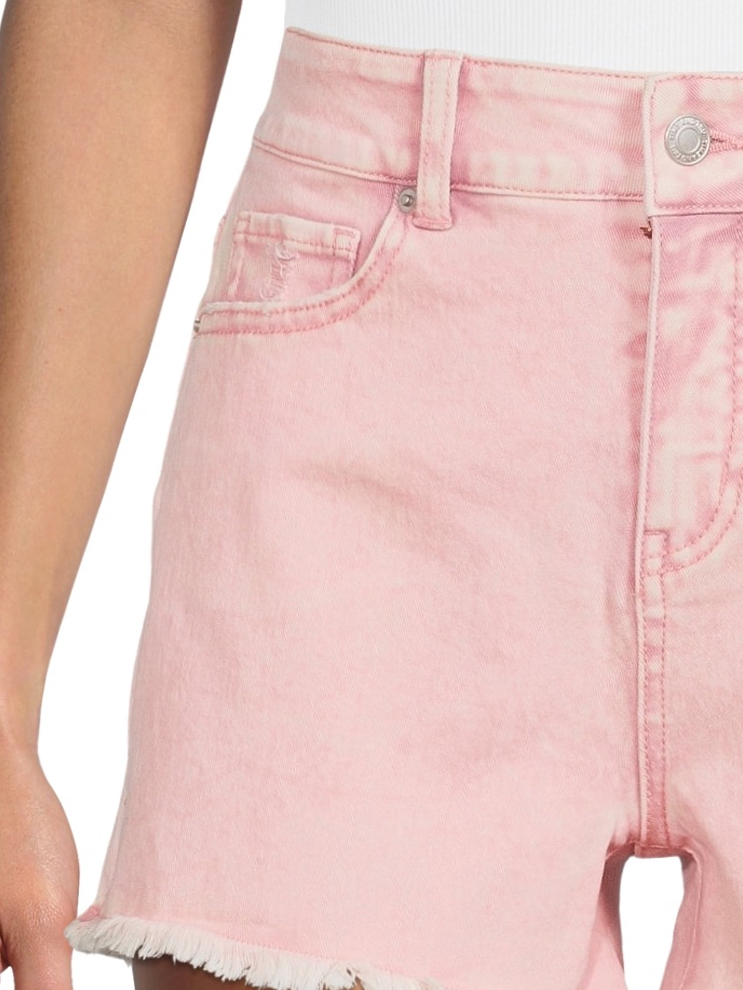 Time and Tru Women's High Rise Frayed Hem Denim Short