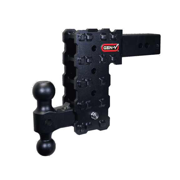 GEN-Y GH-2414X Phantom-X 16K Solid Shank Adjustable 7.5" Drop Hitch with GH-051 Dual-Ball for 2.5" Receiver - 16,000 LB Towing Capacity - 1,600 LB Tongue Weight
