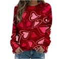 thumbnail image 1 of Womens Valentines Long Sleeve Shirts Casual Oversized Round Neck Printed Pullover Lightweight Tops Fall Clothes, 1 of 4