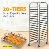 Sandinrayli 20 Sheet Aluminum Bun Pan Bakery Rack W/ 4 Wheels Kitchen Commercial,26'' x 20'' x 72'',Silver