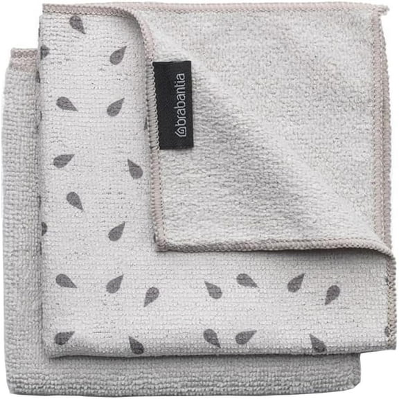 Brabantia 117688 Microfibre Cleaning Cloths (x 2), Machine Washable, Light Grey Light Grey 2 Pa