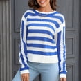 thumbnail image 3 of Gibobby Sueteres Para Mujeres Calientitos Suéter de mujer de talla grande con cuello redondo y manga larga a de corte hueco(Azul,G), 3 of 4
