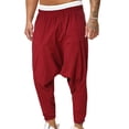 thumbnail image 3 of Spring/Summer Pants for Men, Mens Cargo Pants Fashion Drawstring Elastic Waist Solid Color Casual Retro Nationality Length Dropped Pants, 3 of 7