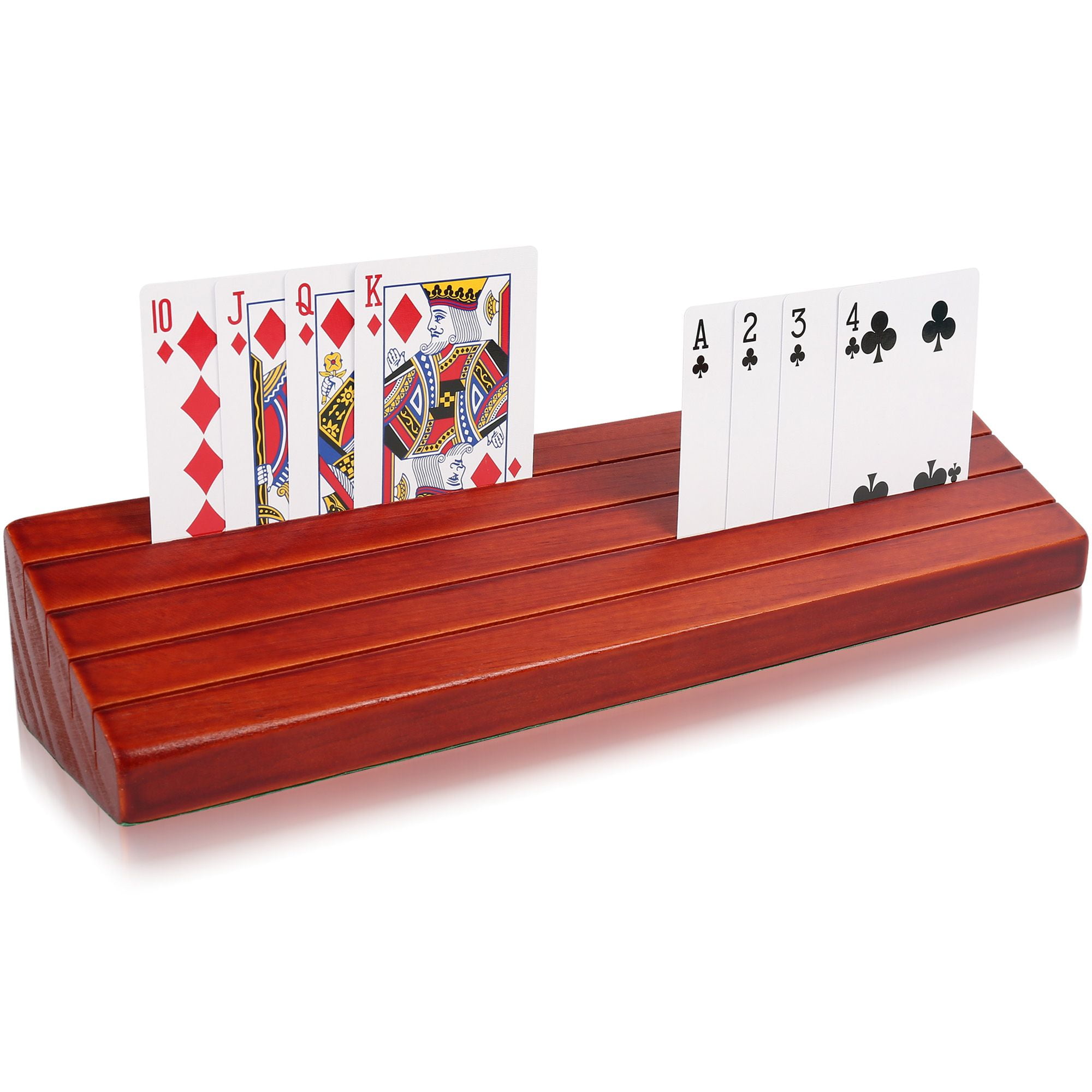 Wooden Playing Card Holder for Kids Seniors, Wood Hands Free Cards Holder for Poker Parties