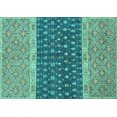 thumbnail image 1 of Ahgly Company Machine Washable Indoor Rectangle Oriental Turquoise Blue Modern Area Rugs, 2' x 5', 1 of 4
