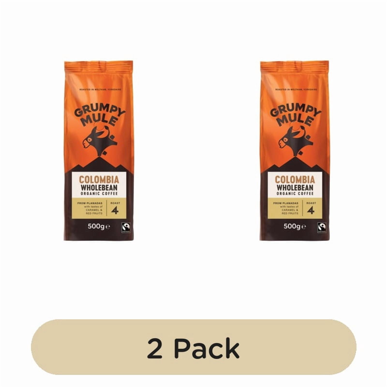 Grumpy Mule Colombia Organic Coffee Beans 500g, British Import (Pack of 2)