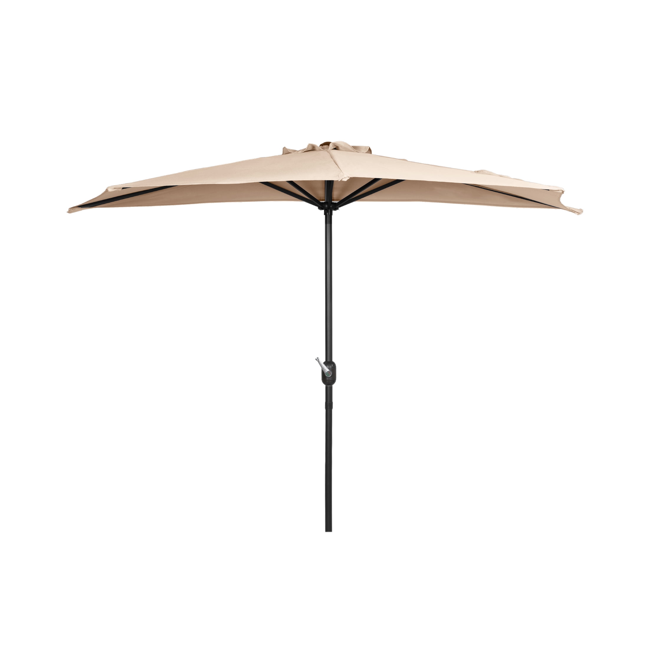 WestinTrends Lanai 9 Ft Outdoor Patio Half Umbrella, Small Grill Deck Porch Balcony Shade Umbrella with Crank, Beige