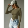 thumbnail image 6 of MOYIKO Slim Fitted Long Sleeve Shirts for Women Crewneck Tees Tight Basic Tops, 6 of 9