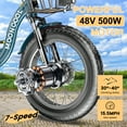 thumbnail image 6 of Lilypelle 7-Speed Electric Tricycle with 20" x 4" Fat Tires for Adults,500W 48V 14.5Ah Lithium Battery ,3 Wheels Electric bike with Front & Rear Basket for Men, Women,Senior,Green, 6 of 10