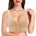 thumbnail image 2 of Hessimy Button Front Closure Daisy Bras for Women Seniors Plus Size Full Coverage Support Comfort No Underwire Minimizer Bra(Z06-Beige,38）, 2 of 5