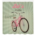 thumbnail image 3 of Ambesonne Vintage Shower Curtain, Retro Pop Art Bike, 69"Wx70"L, Green Pink, 3 of 5