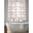 thumbnail image 5 of Brown Stripes Sheer Curtains 72 Inch Length 2 Panels Set Window Treatments, Minimalism Ombre Waves Abstract Textures Rod Pocket Semi Curtains for Living Room/Bedroom/Kitchen Décor, 104"W x 72"L, 5 of 7