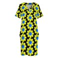 thumbnail image 3 of Vestido de verano para mujer, traje largo con bolsillos, flores de margaritas amarillas y azules., 3 of 6