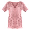thumbnail image 4 of OIUUAK Oversized Kimono Cardigan,&nbsp;Women Short Sleeve Lightweight Summer Boho Open Front Knit Sweater Beach Resort Casual Tops, Pink, 4 of 9