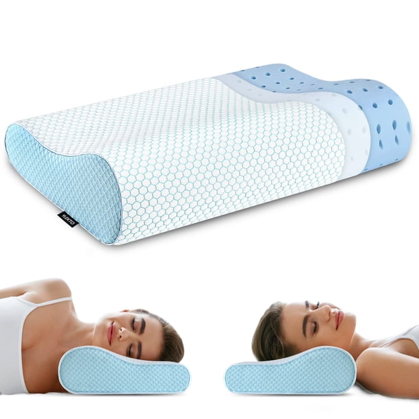Almohadas de espuma viscoelástica, almohada para el cuello, almohada para dormir, almohada cervical ergonómica, almohada ortopédica de contorno para dormir boca abajo